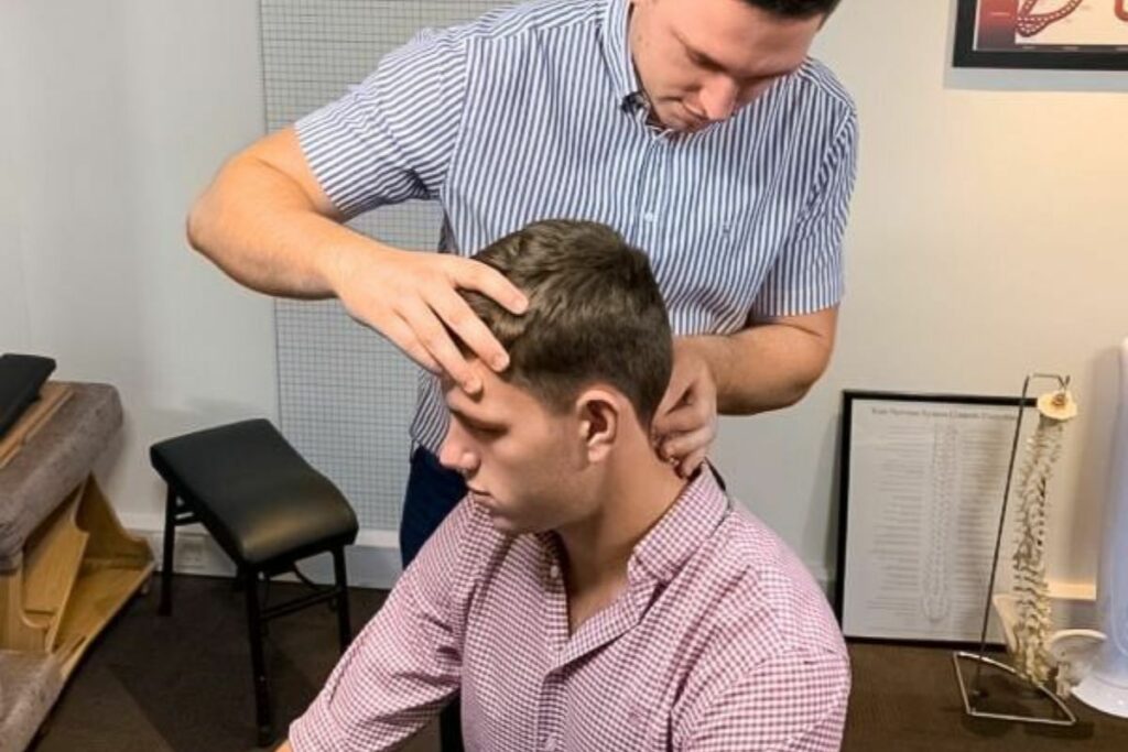 A man having a head massage